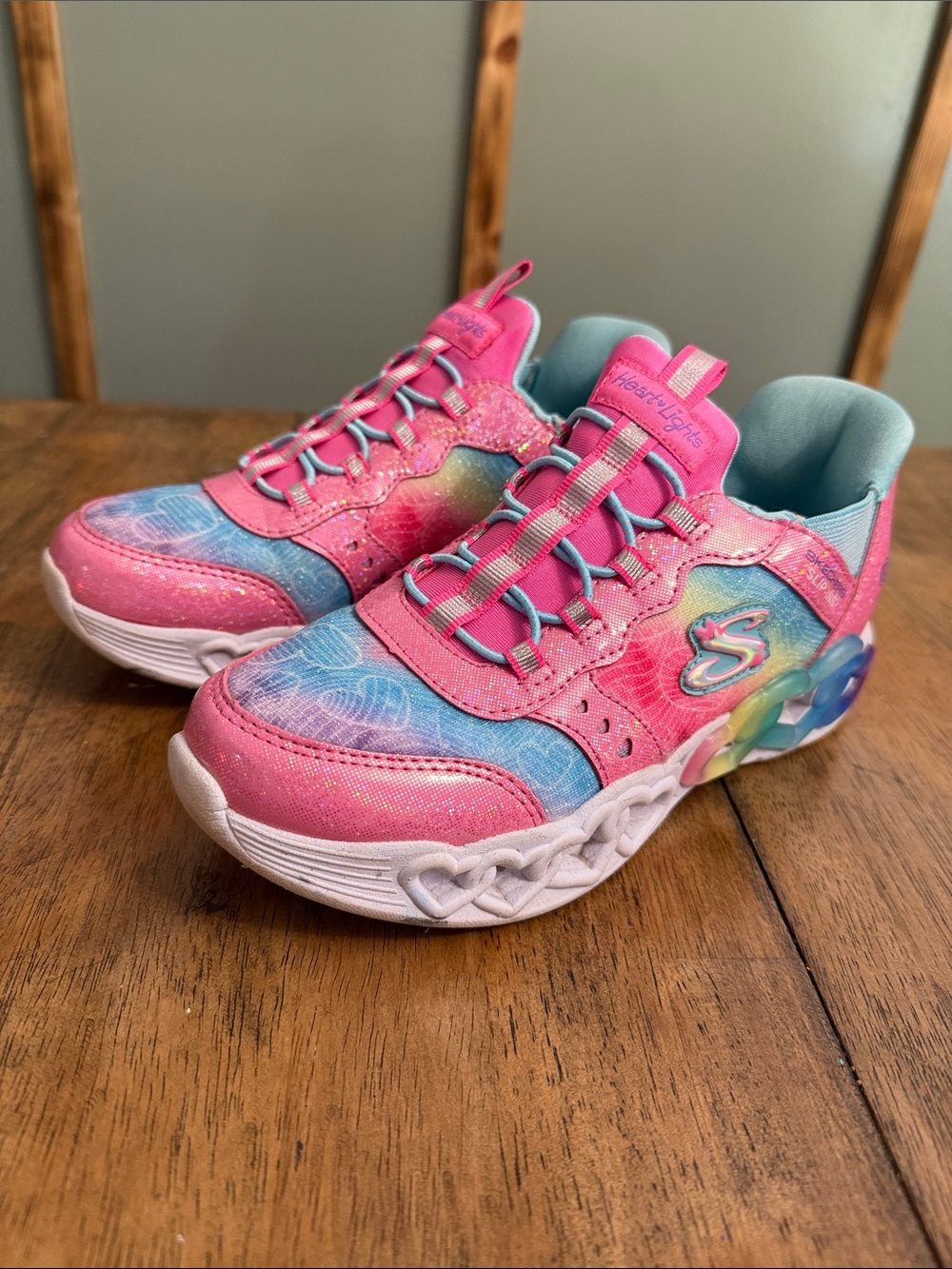 Skechers Kids Pink, Blue & Rainbow Light-Up Sneakers